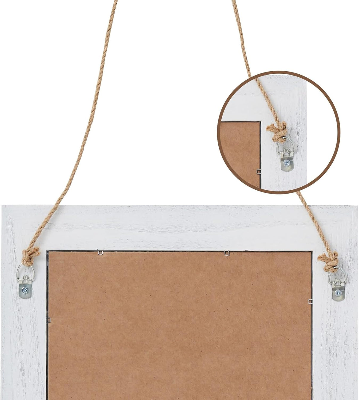 QDSSDECO 16"×20" Wall Mirror with Shelf Farmhouse Decor Rectangular Mirror Hanging for Bathroom, Vanity, Bedroom, Entryway, Living Room,White with Hemp Rope