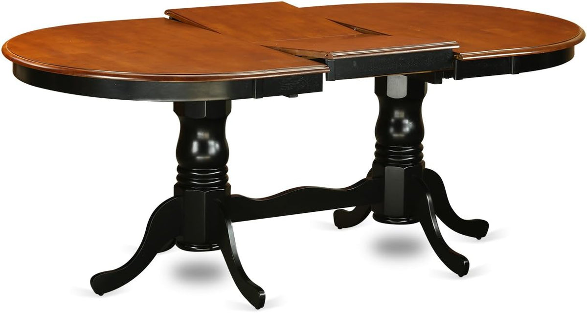 East West Furniture PLAV5-BCH-LC 5 Piece Kitchen Table & Chairs Set Includes an Oval Dining Table with Butterfly Leaf and 4 Faux Leather Dining Room Chairs, 42x78 Inch, Black & Cherry