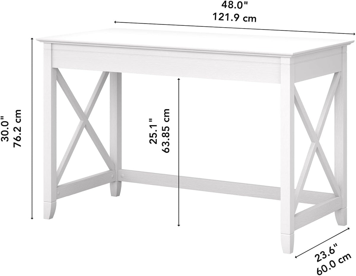 Bush Furniture Key West 48W Writing Desk in Pure White Oak