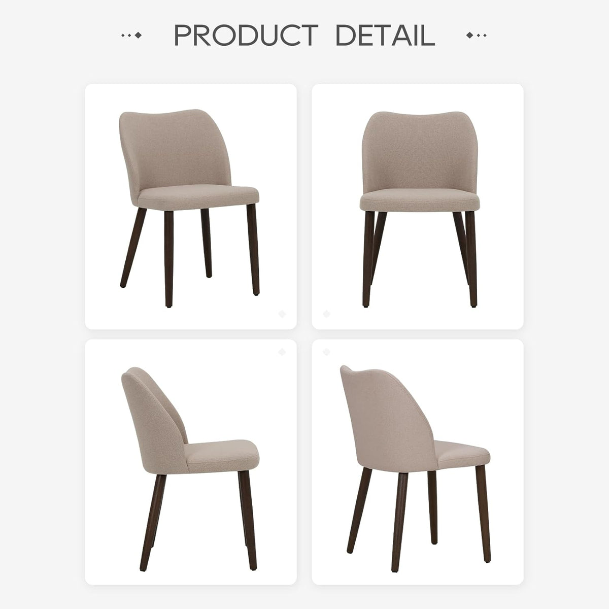 COLAMY Upholstered Dining Chairs Set of 6, Modern Fabric Dining Room Kitchen Side Chair with Padded Seat and Wood Legs for Restaurant/Cafe, Camel