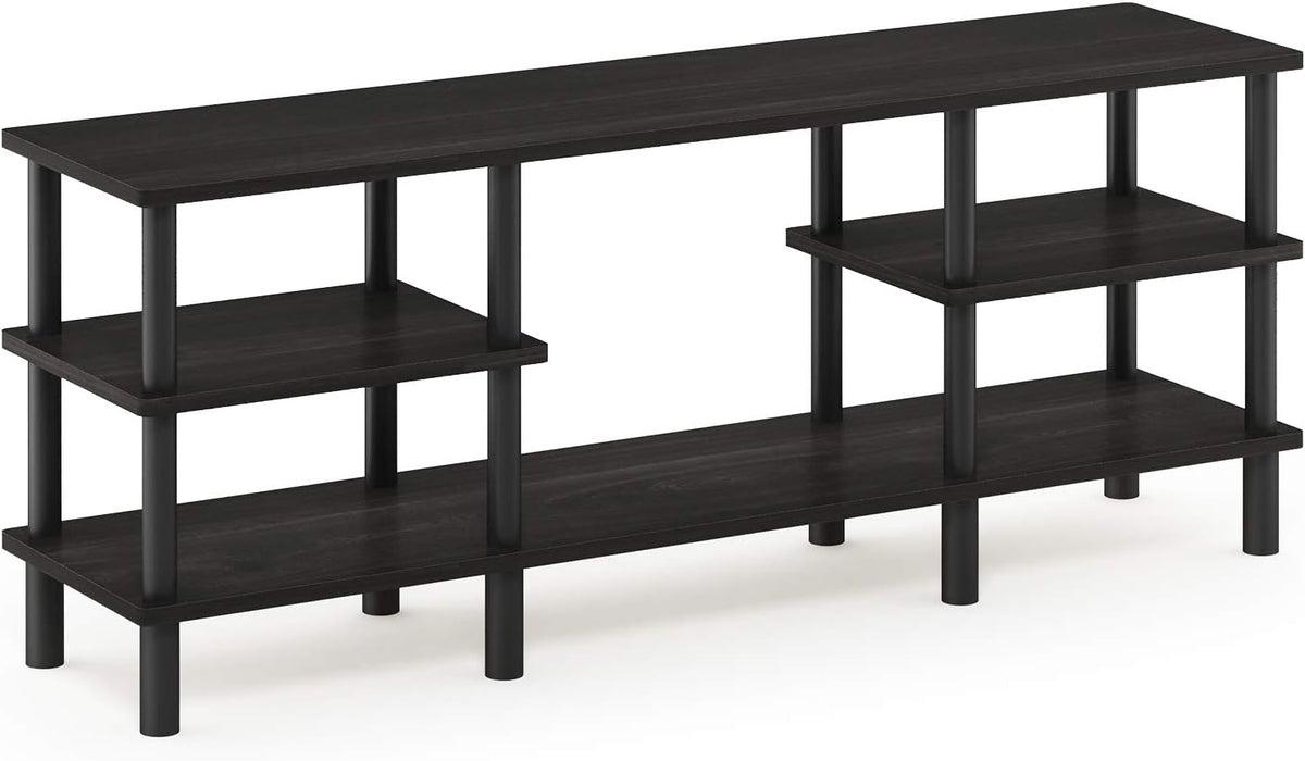 Furinno Turn-N-Tube 3-Tier Multipurpose Wide Shelf TV Stand, Espresso/Black