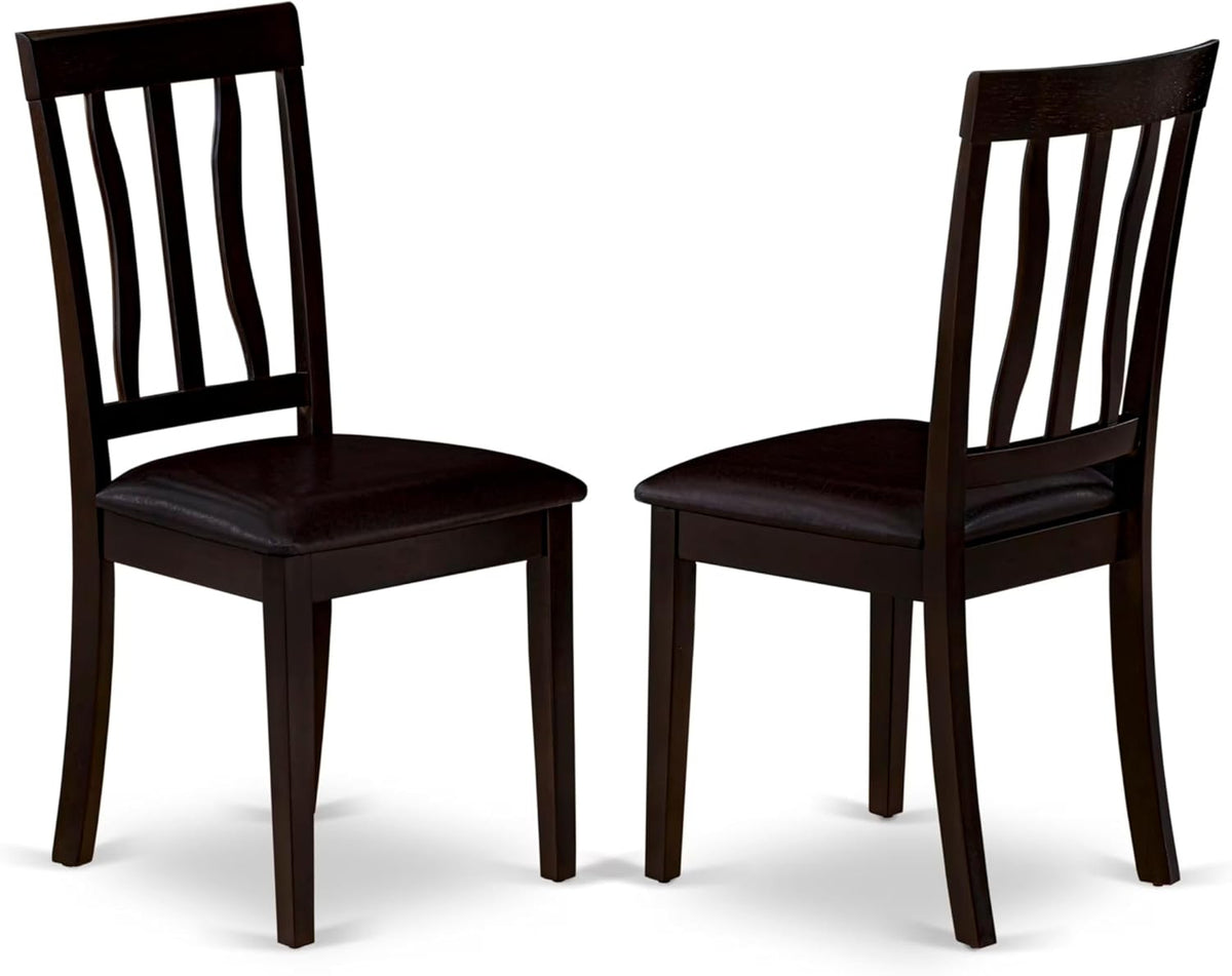 East West Furniture HLAN5-CAP-LC 5 Piece Dining Table Set for 4 Includes a Round Kitchen Table with Pedestal and 4 Faux Leather Dining Room Chairs, 42x42 Inch, Cappuccino
