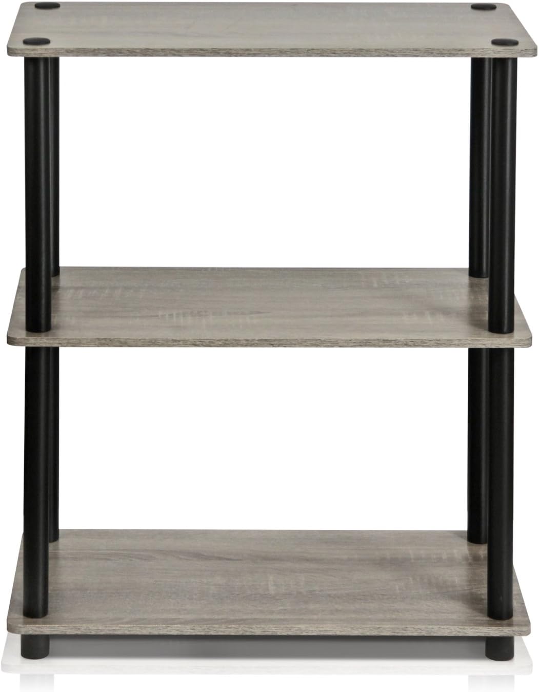 Furinno Turn-N-Tube Display Rack, 3-Tier Single, French Oak Grey/ Black