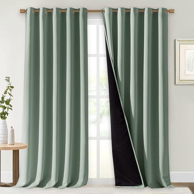 NICETOWN Greyish Green 100% Blackout Curtains