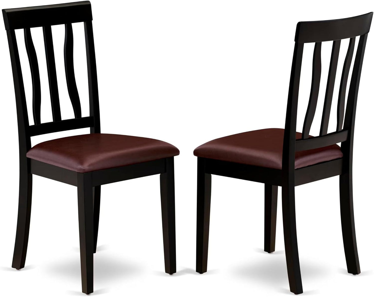 East West Furniture QUAN5-BCH-LC 5 Piece Dining Set Includes a Rectangle Dining Room Table with Butterfly Leaf and 4 Faux Leather Upholstered Chairs, 40x78 Inch, Black & Cherry