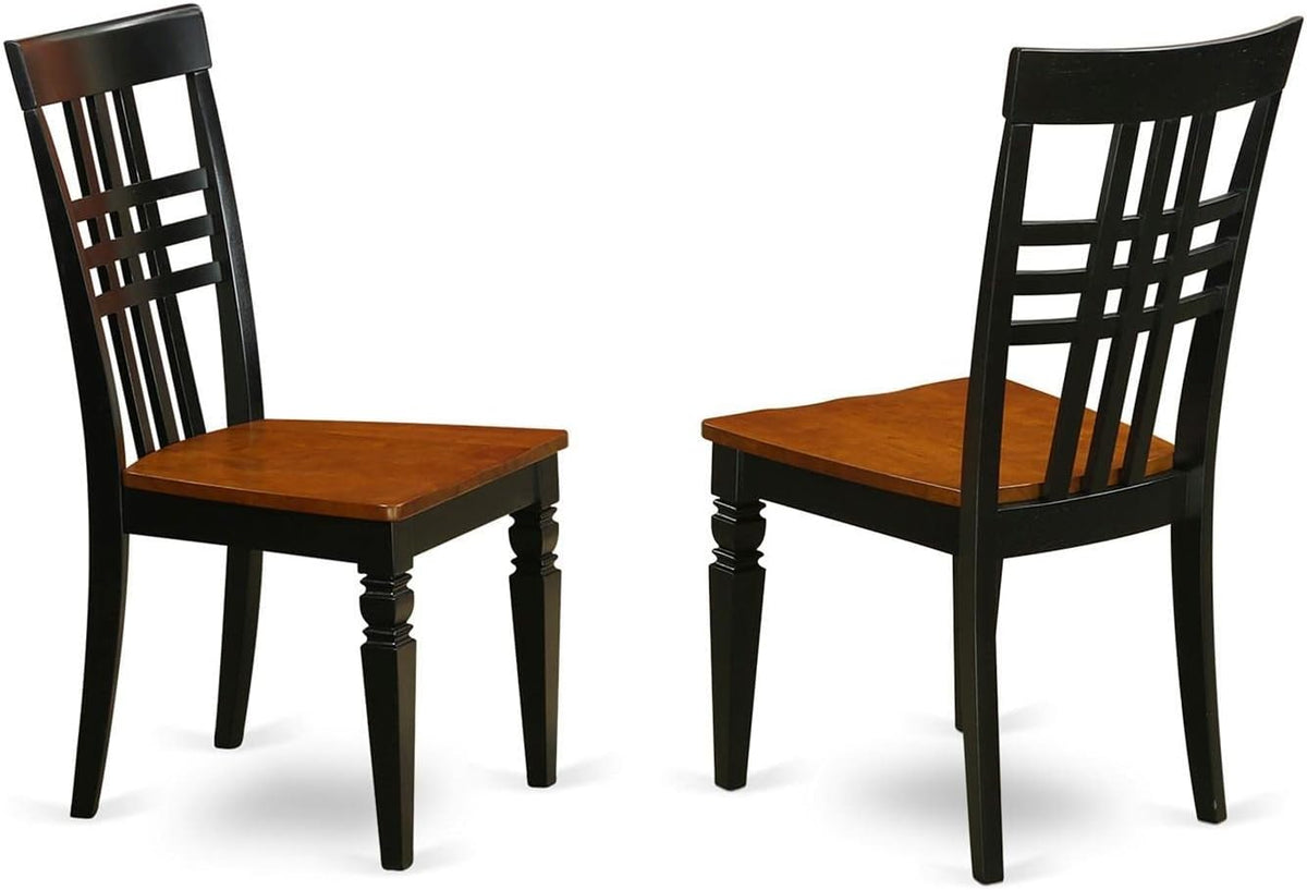 East West Furniture ANLG3-BCH-W 3 Piece Dining Room Table Set Contains a Round Kitchen Table with Pedestal and 2 Dining Chairs, 36x36 Inch, Black & Cherry