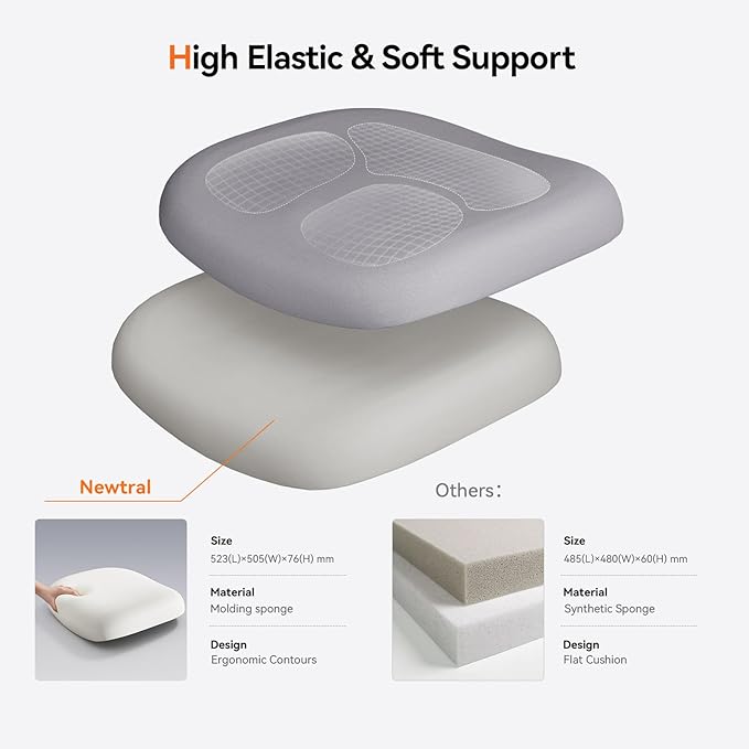 Newtral Ergonomic High-Back Office Chair, Home Office Desk Chair with Auto-Following Lumbar Support, Adjustable Headrest, 3D Armrest, Seat Depth & Heigh Adjustable, 96°-126° Recline