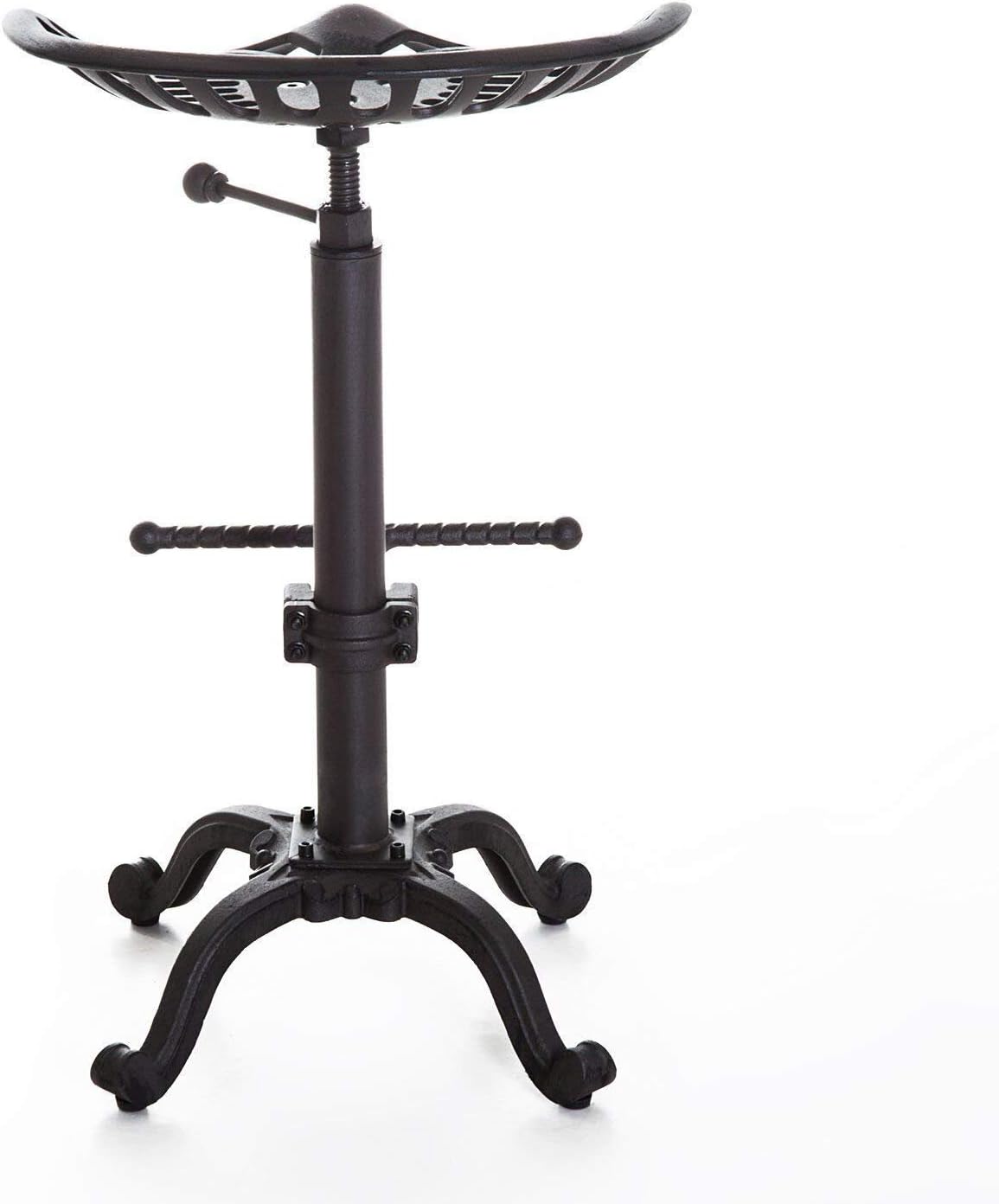 LOKKHAN Rustic Industrial Bar Stool - Cast Iron Tractor Seat - Adjustable Counter Height Swivel Breakfast Bar - Farmhouse Metal Stool - 19.7-26.8 Inch Seat Height