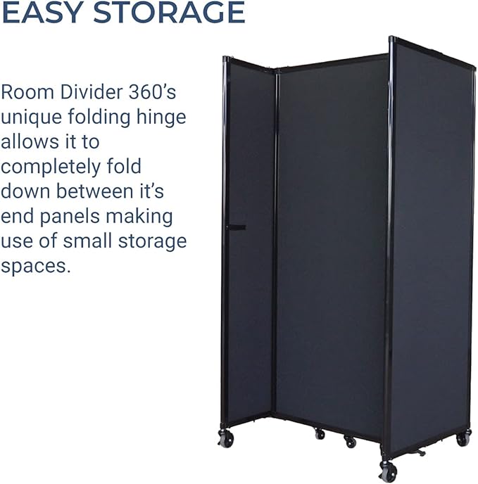 Versare Room Divider 360 Portable Wall Partition | Folding Panels | Large Freestanding Divider | Locking Wheels | Temporary Room Separator | 14' x 7'6'', Warm Pebble