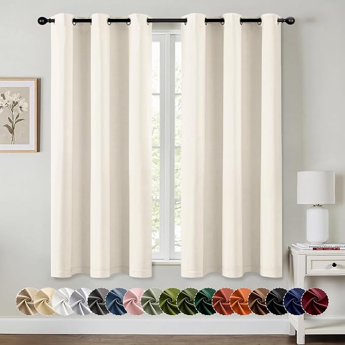 MIULEE Beige White Blackout Curtains
