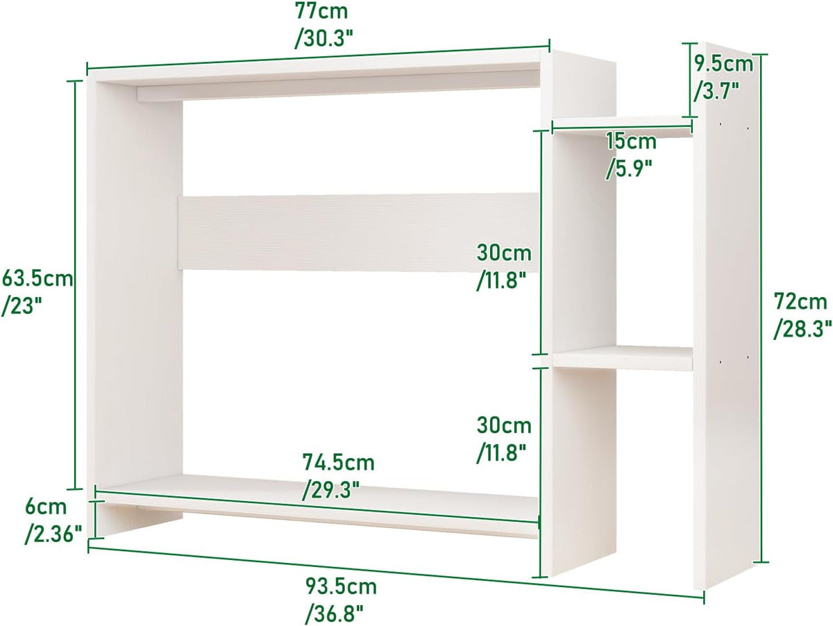 IBUYKE Desktop Bookshelf,36.8" Desktop Organizer Shelf,Wood Desk Hutch for Computer Monitor,Display Shelf for Office Home Dormitory,White TMZ008W