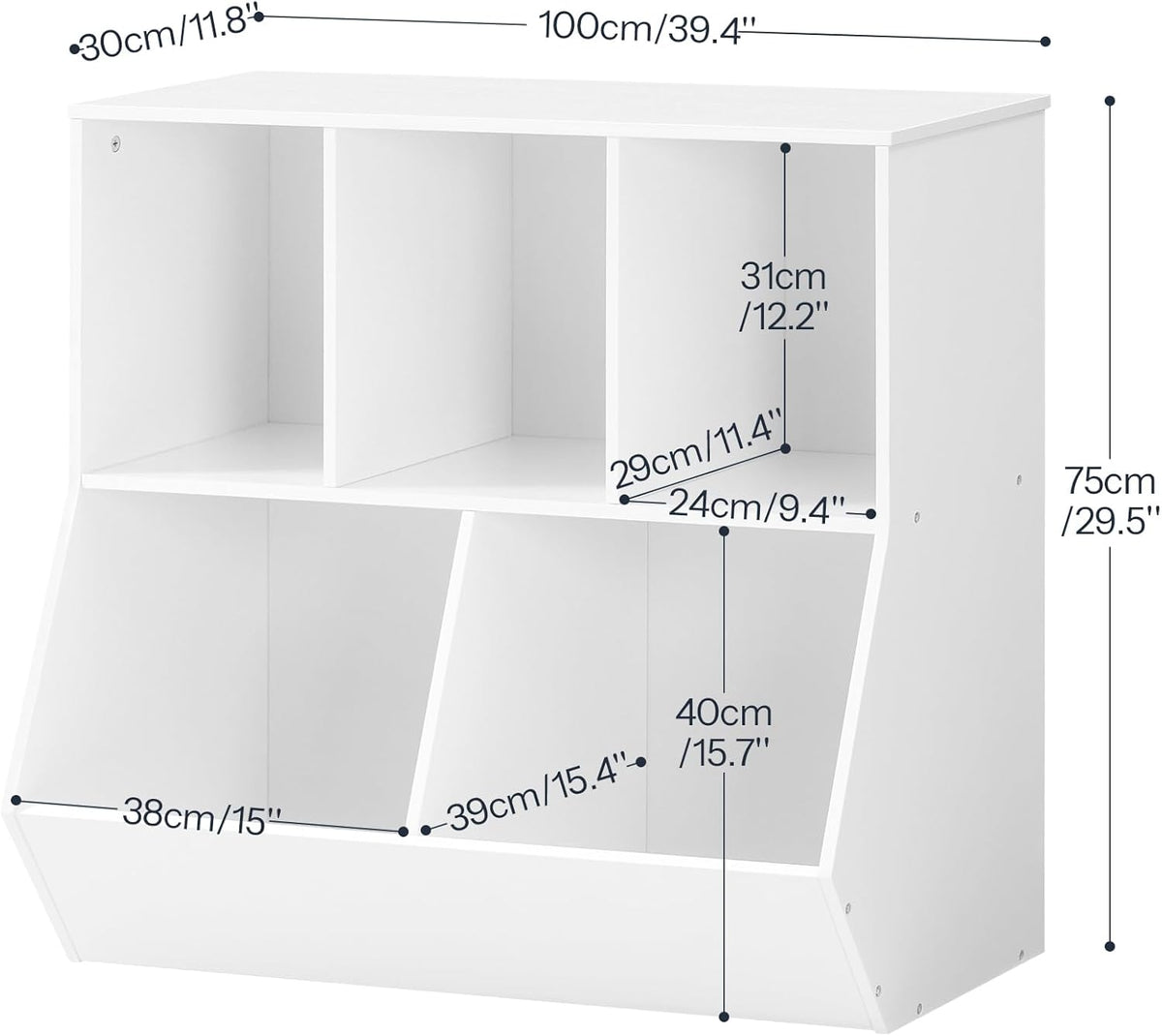 HOOBRO Kids Bookshelf - 39.4" L Toy Storage Cabinet, Bookcase Footboard, Cubby Shelf, Fit for Children's Room, Playroom, Hallway, Kindergarten, White WT132CW01