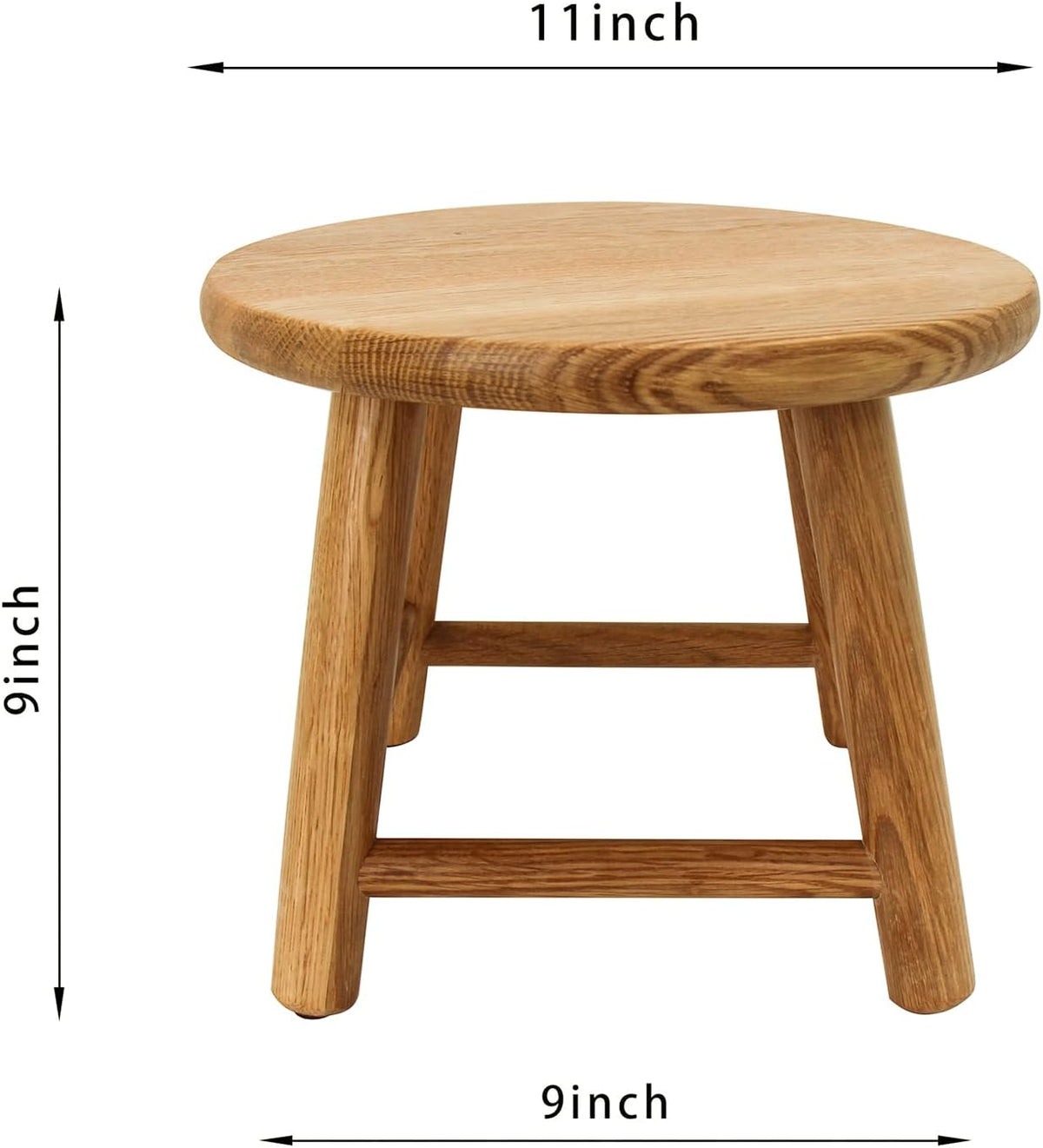 CONSDAN 9-Inch Round Step Stool for Adults & Kids, USA Grown Solid Oak Hardwood, Sturdy Small Foot Stool for Kitchen, Bedroom, Bathroom, Shoe Changing, Plant Stand, Fully Assembled (Natural)