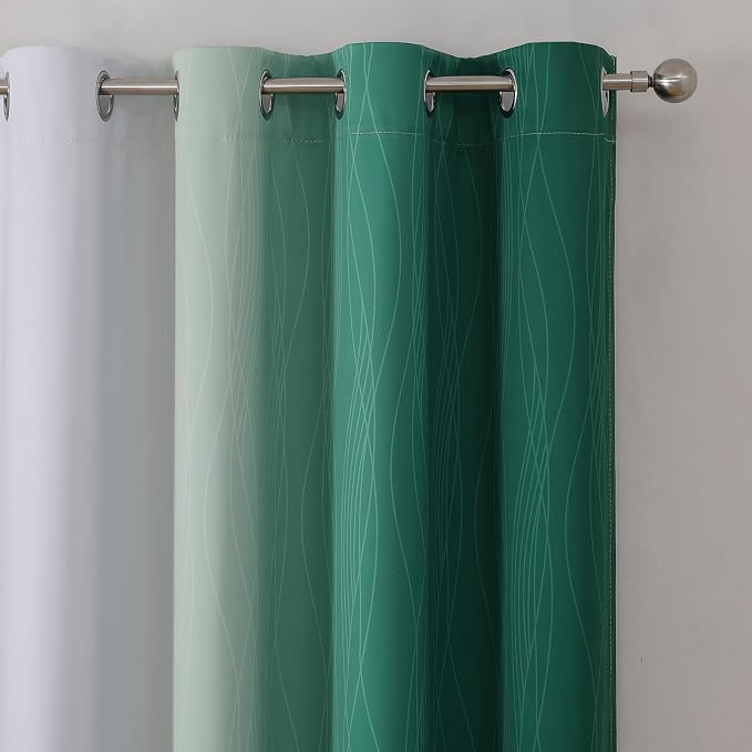 Estelar Textiler Green and Greyish White Blackout Curtains