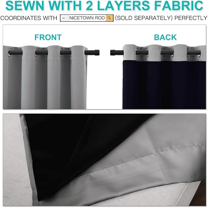 NICETOWN 100% Blackout Blinds, Laundry Room Decor Window Treatment Curtains