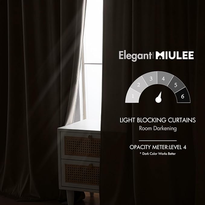 MIULEE Taupe Velvet Curtains 90 inches