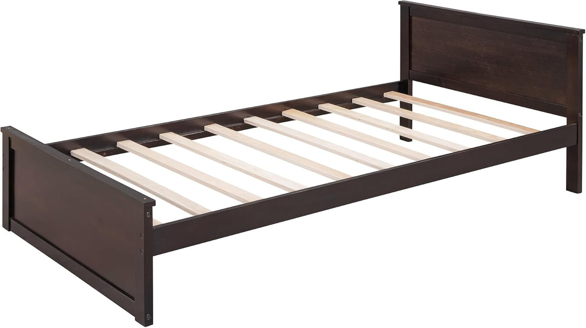 Full Size Loft Bed with Wardrobe Desk and Shelves,Solid Wood Bunk Stand-Alone Platform Bedframe,w/Safety Guardrail,for Kids Teens Adults Bedroom,Espresso