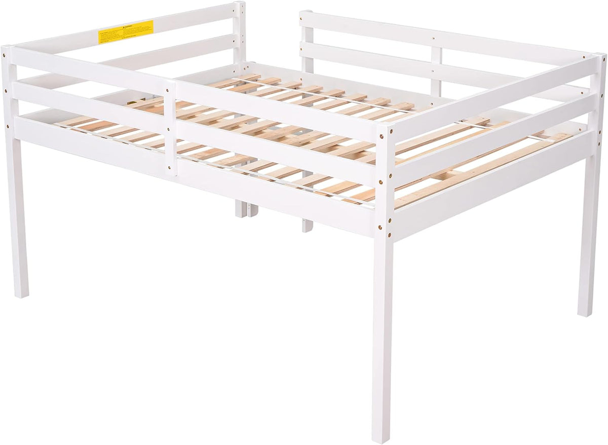 HomSof Full Loft Bed with Guard Rail & Ladder,No Box Spring Needed,Easy Assembly,White