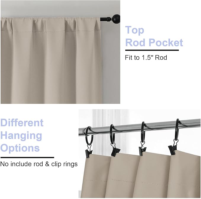Simplebrand Ava Stone Short Blackout Curtains