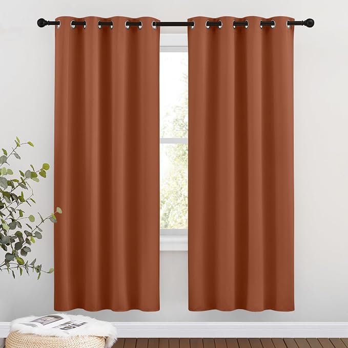 NICETOWN Blackout Burnt Orange Curtains 72 inches Long