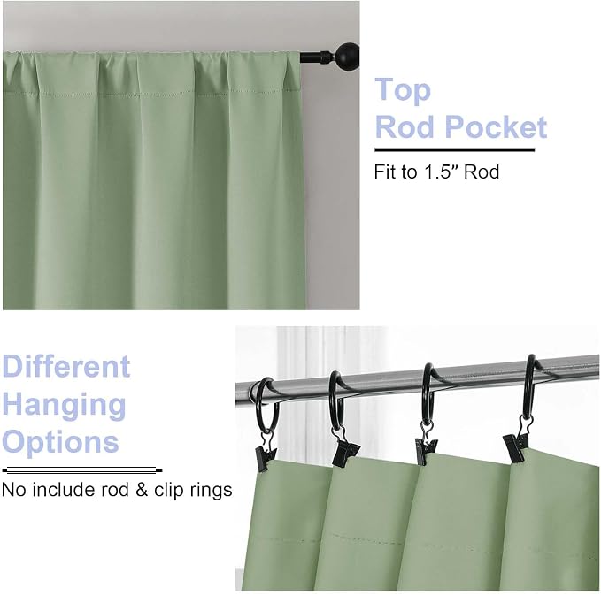 Simplebrand Ava Light Green Blackout Curtains