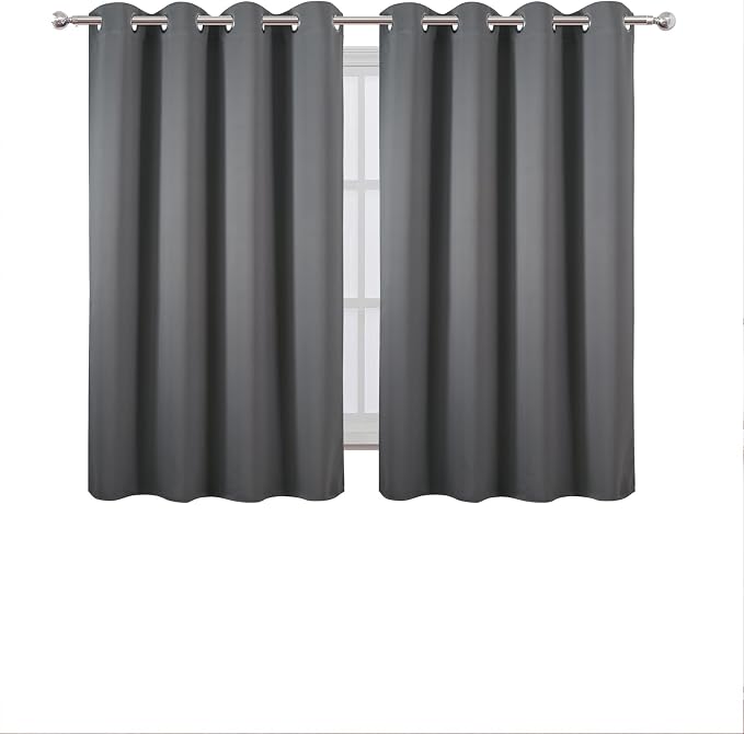 LEMOMO Blackout Curtains 66 x 54 Inch Long Frost Grey Curtains Set of 2 Panels