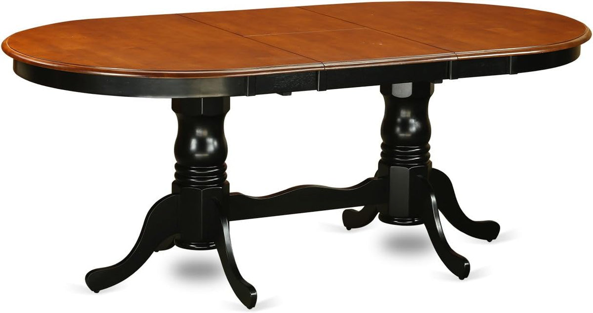 East West Furniture PLAV9-BCH-W 9 Piece Dining Set Includes an Oval Dining Room Table with Butterfly Leaf and 8 Kitchen Chairs, 42x78 Inch, Black & Cherry