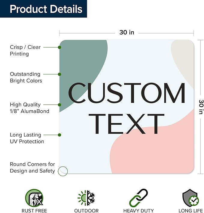 Custom Sign, Custom Street Sign, 11 Font Colors, 13 Font Styles, 4 Hole Options, 22 Sizes, 30x30 Inches, Rust Free DiBound, Fade Resistant, Made in USA by My Sign Center (Minimalist)