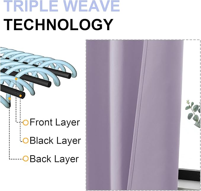 Simplebrand Lilac Blackout Curtains