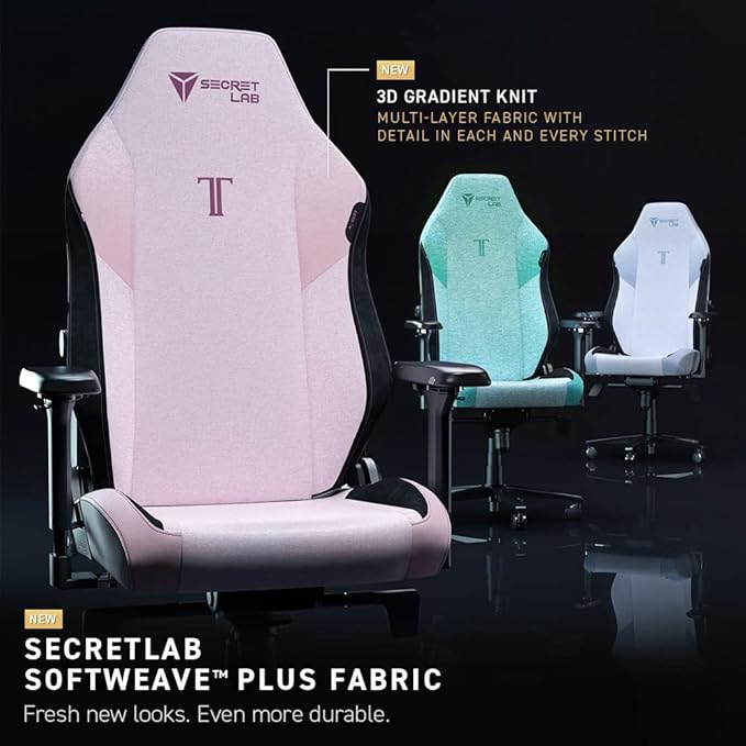 Secretlab Titan Evo Plush Pink Gaming Chair - Reclining - Ergonomic & Comfortable Computer Chair with 4D Armrests - Magnetic Head Pillow & 4-Way Lumbar Support - Small - Pink - Fabric