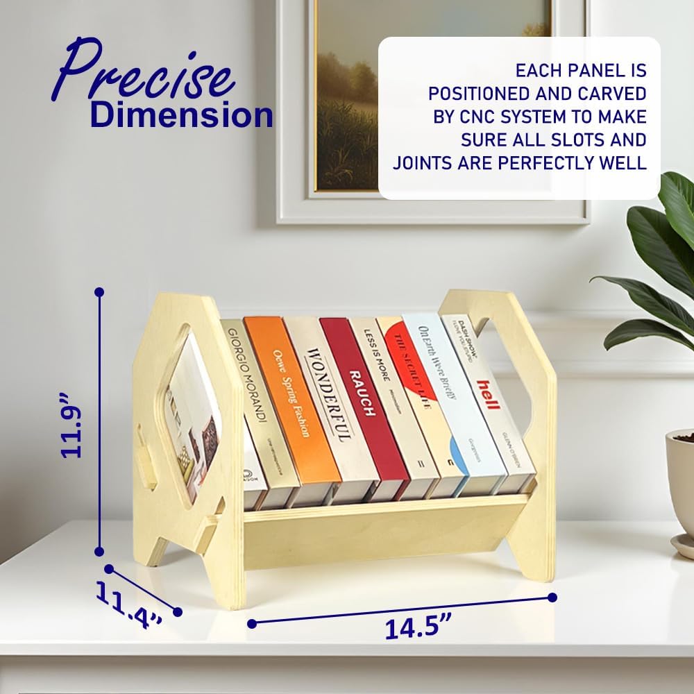 2 Pack Desktop Bookshelf, Stackable Book Organizer with Handle, Storage Rack for CD/Magazine/File Folder, Portable Small Bookshelf for Study, Living Room, Kid's Room, No Nails, Medium Size