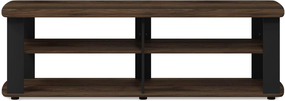 FURINNO Nelly Entertainment Center TV Stand, Short 43.3"(W) x13.4(H) x13.1(D), Columbia Walnut/Black