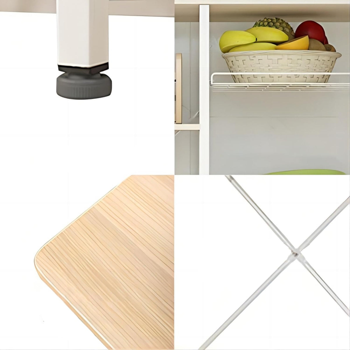 soges Kitchen Bakers Rack with 5 Hooks, Microwave Stand, Coffee Bar Station, Industrial Storage Shelf with Wire Basket, Adjustable Feet, Sturdy Metal Frame for Kitchen, Pantry, Living Room, White Oak
