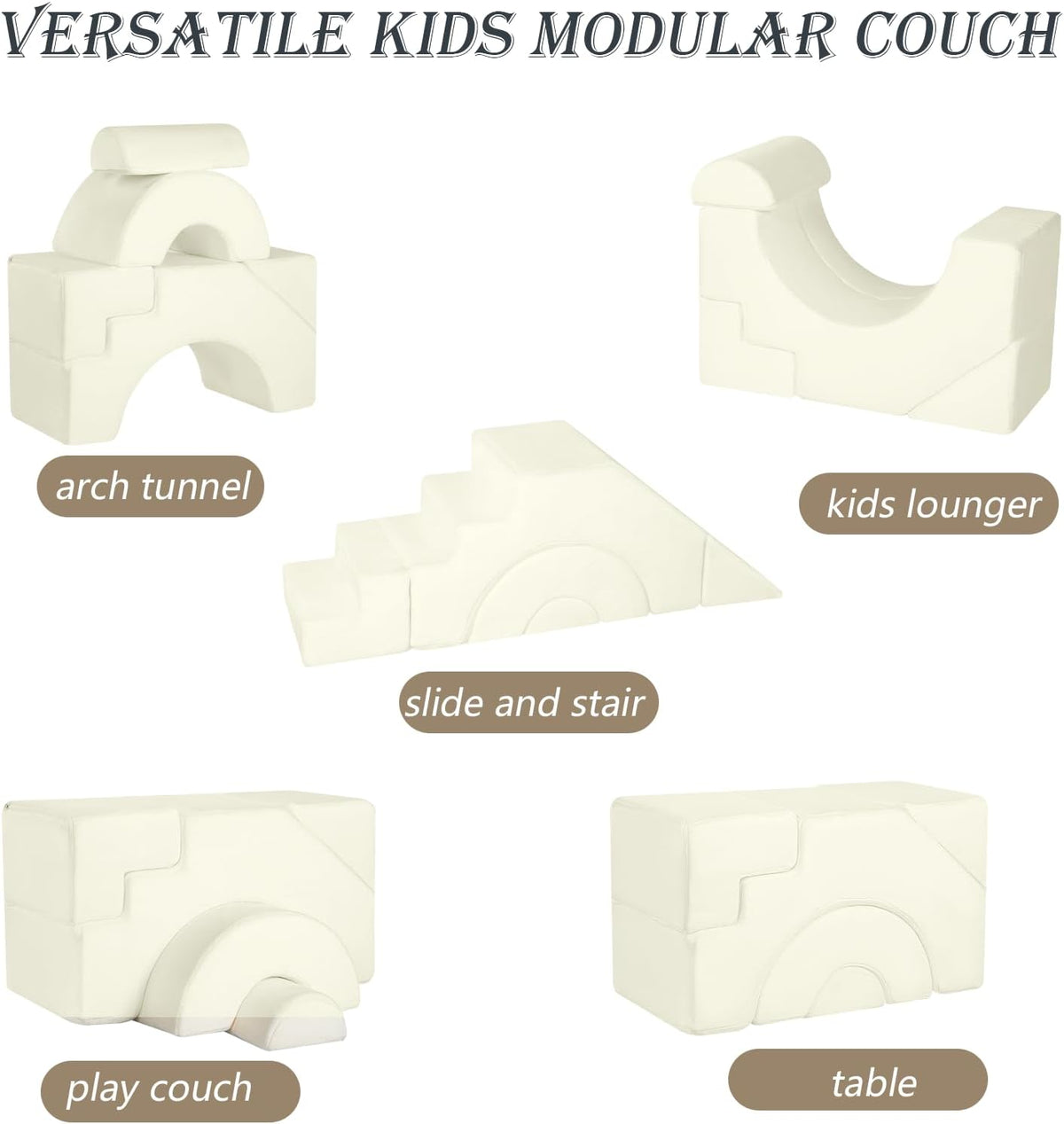 MeMoreCool Foam Climbing Toddler Couch, Modular Kids Sofa with Slide & Stair, Convertible Baby Couch for Playroom, Sectional Furniture for Crawling, Climbing, and Kids’ Play