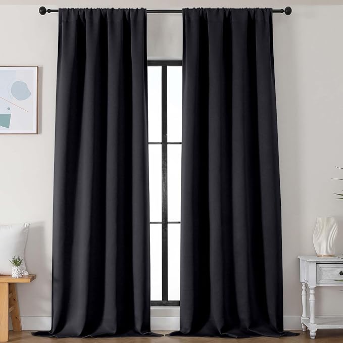 Simplebrand Black Blackout Curtains