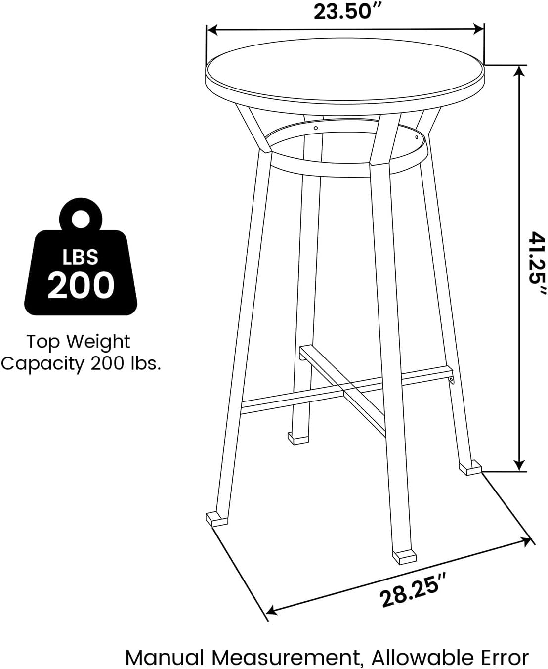 Glitzhome 41.25" H Rustic Steel Bar Table Round Solid Elm Wood Top Dining Room Pub Table Bistro Table