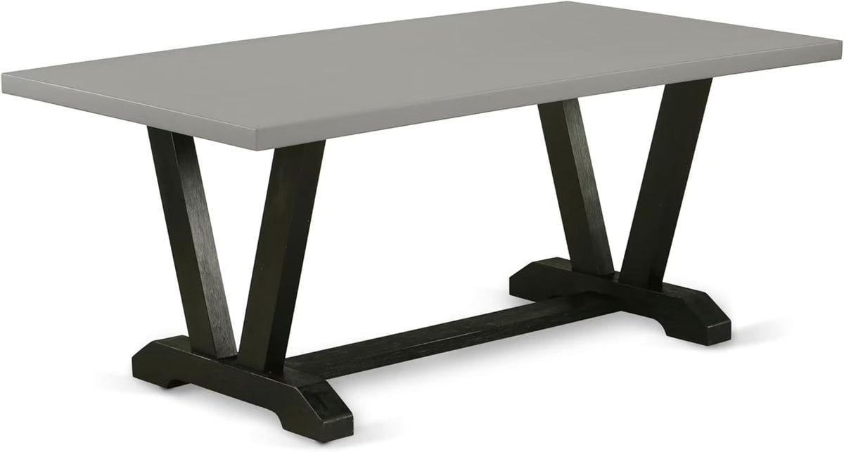 East West Furniture V697MZ650-5 5 Piece Dining Set Includes a Rectangle Dining Room Table with V-Legs and 4 Dark Gotham Grey Linen Fabric Upholstered Chairs, 40x72 Inch, Multi-Color