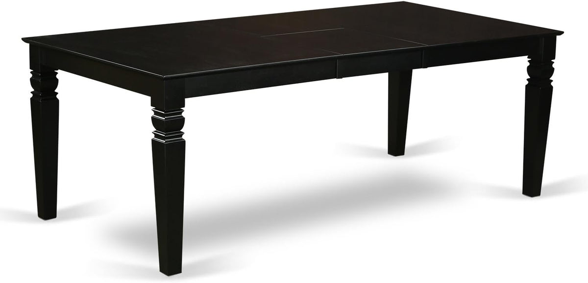 East West Furniture LGEN7-BLK-20 7 Piece Kitchen Table Set Consist of a Rectangle Dining Table with Butterfly Leaf and 6 Dark Gotham Linen Fabric Parson Chairs, 42x84 Inch, Black