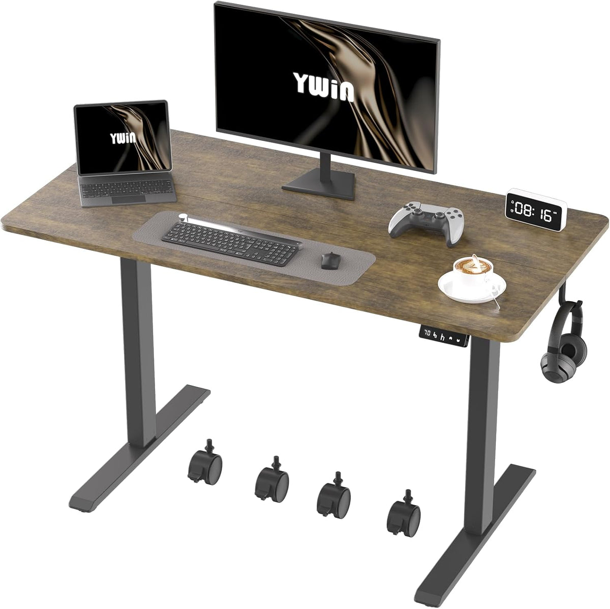 Ywin Electric Height Adjustable Standing Desk, 55 x 24 inches, Ergonomic Stand Up Desk for Home Office