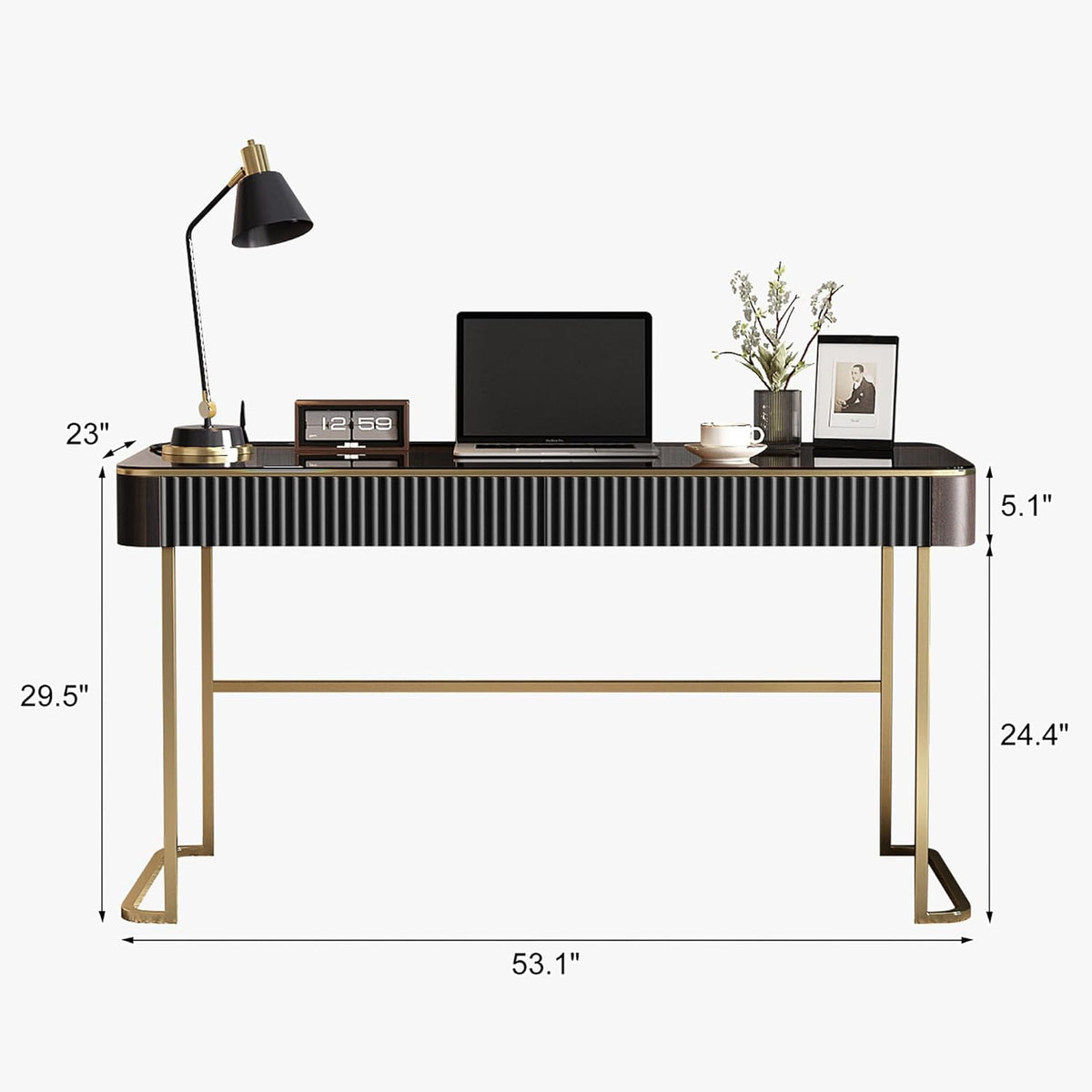 Lartis Makeup Vanity no Mirror with Built-in Outlet Home Office Desk Computer Desk for Makeup Working Studying Intelligent Socket with USB Port