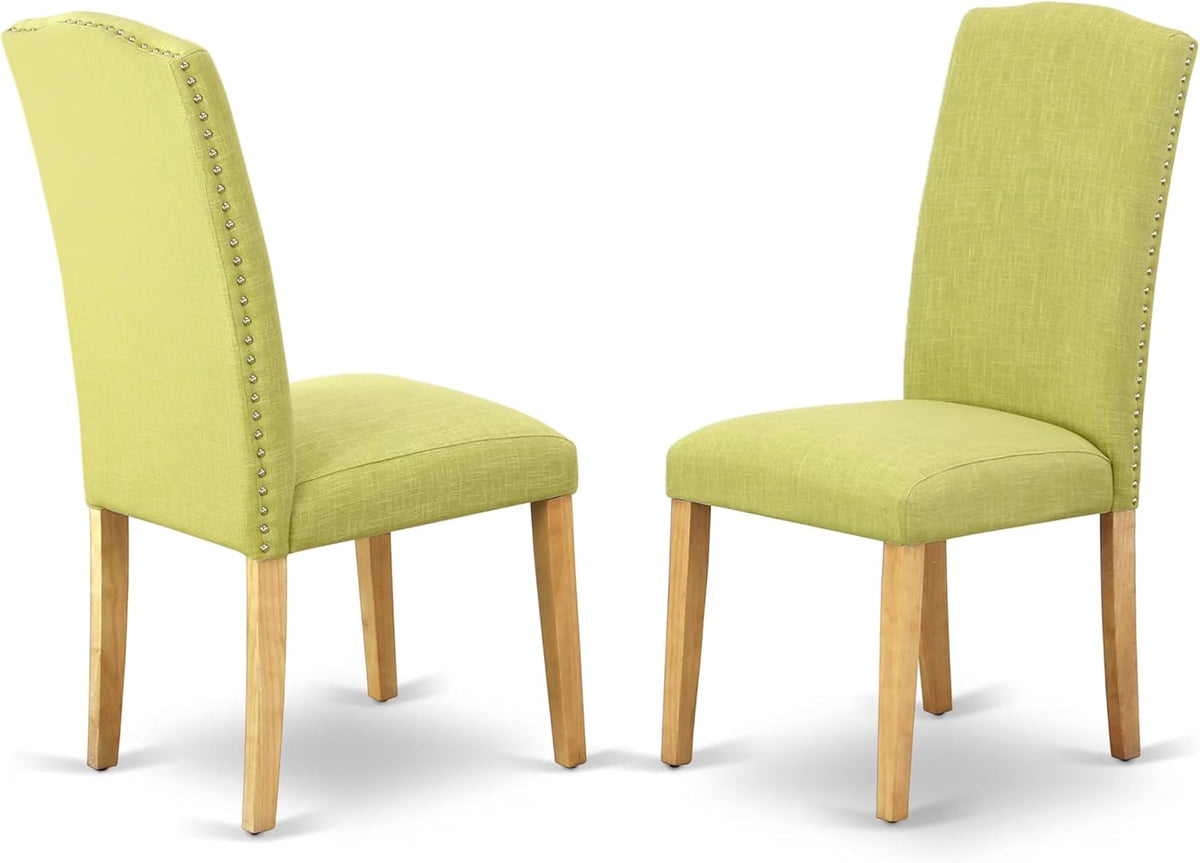 East West Furniture NDEN5-OAK-07 5 Piece Dining Room Furniture Set Includes a Rectangle Dining Table with Dropleaf and 4 Limelight Linen Fabric Upholstered Chairs, 30x48 Inch, Oak