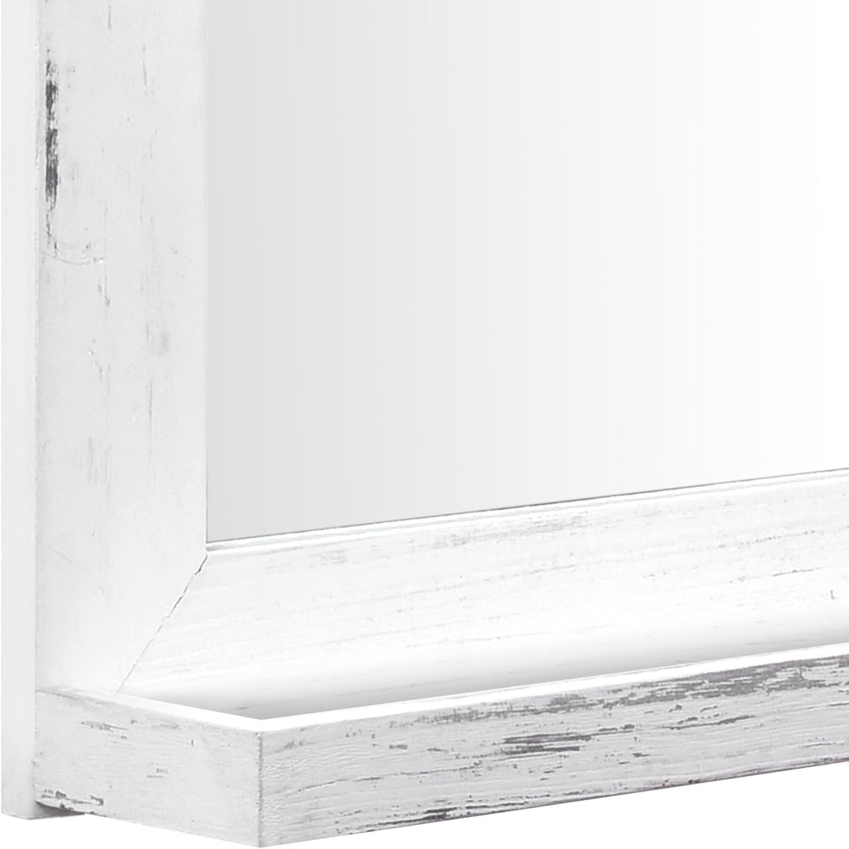 QDSSDECO 16"×20" Wall Mirror with Shelf Farmhouse Decor Rectangular Mirror Hanging for Bathroom, Vanity, Bedroom, Entryway, Living Room,White with Hemp Rope