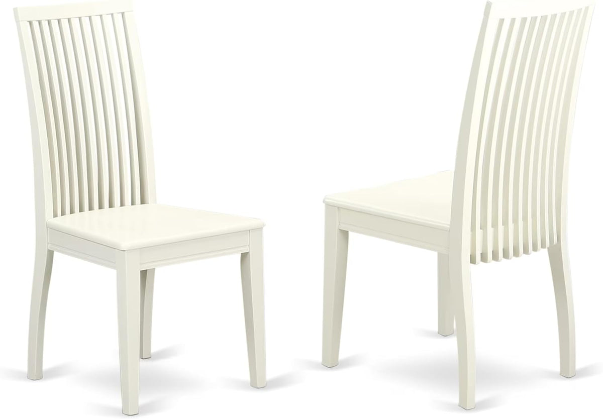 East West Furniture DOIP7-LWH-W 7 Piece Dining Table Set Consist of a Rectangle Dining Room Table with Butterfly Leaf and 6 Wooden Seat Chairs, 42x78 Inch, Linen White