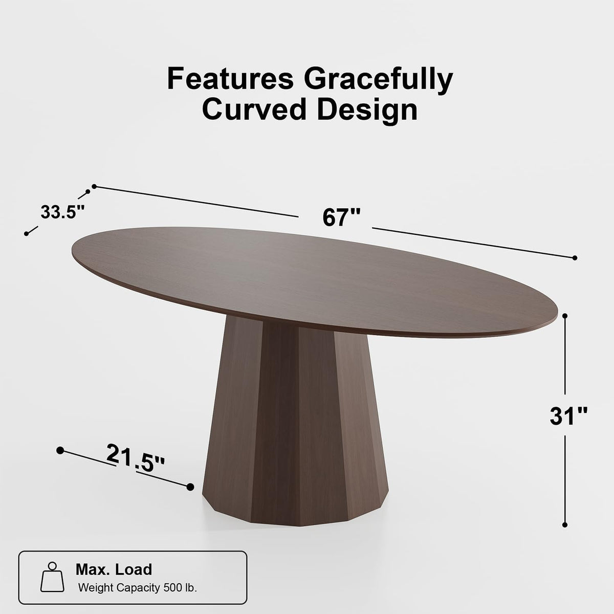 Casaphoria 67" Oval Dining Table, Modern Wood Kitchen Table with Cone Shaped Strip Polygonal Base for Living Room & Dining Room, Easy Assembly Farmhouse Furniture for 4-6, Walnut