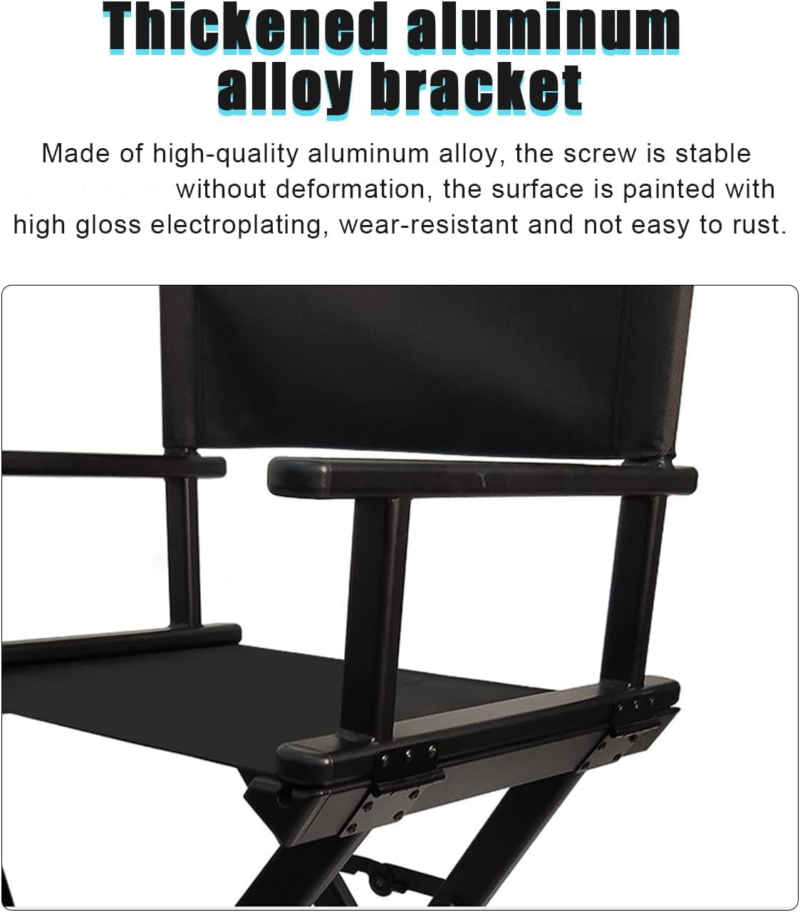 Lorvain Folable Makeup Artist Stool, Portable Tall Folding Director's Chair, Aluminum Makeup Chair with Head Rest for Studio Salon Vanity, Bar Height - Black