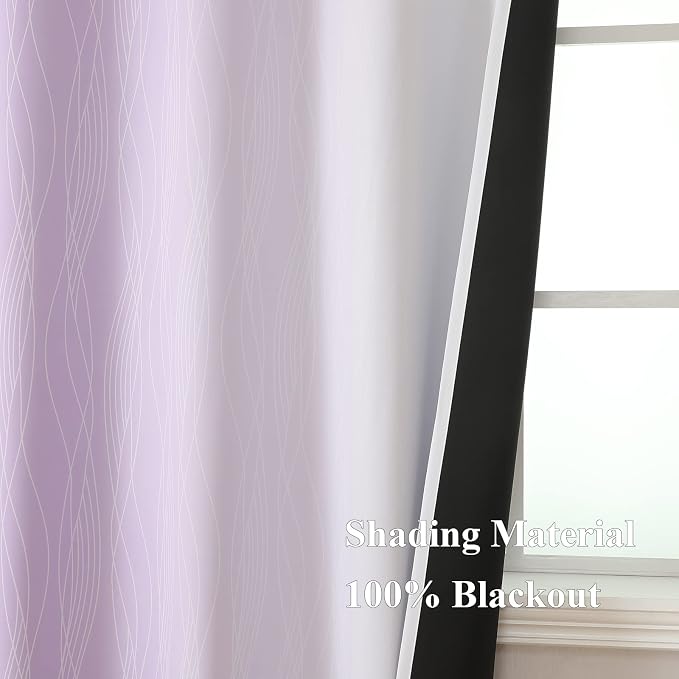 Estelar Textiler Lilac and Greyish White Blackout Curtains & Drapes