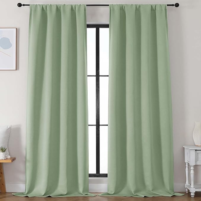 Simplebrand Ava Light Green Blackout Curtains