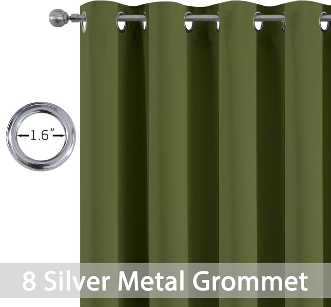 Yakamok Olive Green Curtains 84 Inches Length Blackout Curtain
