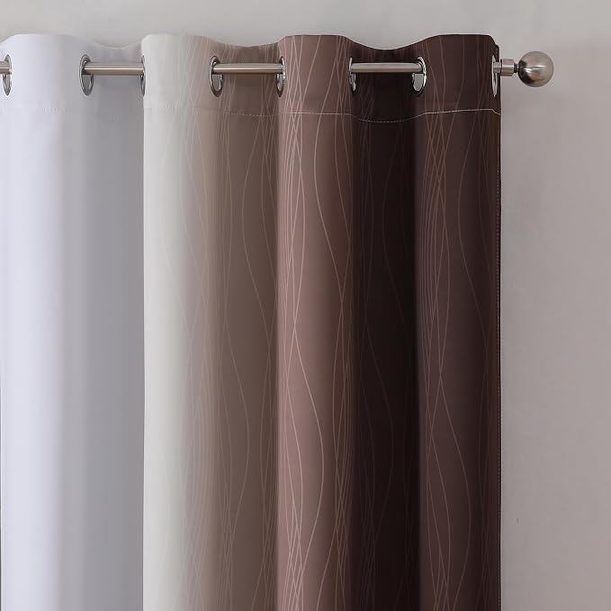 Estelar Textiler Brown and Greyish White Gradient Blackout Curtains