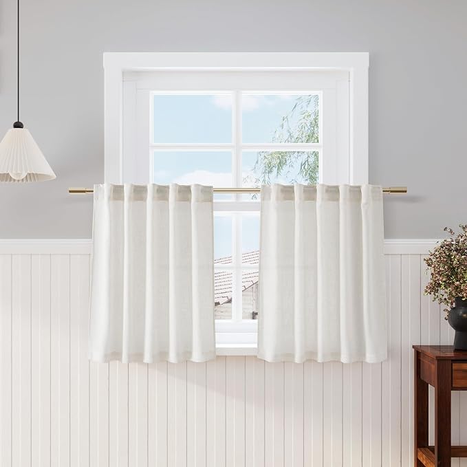 Nanspring Cafe Linen Curtains 30 Inch Length